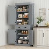 HOMCOM Freestanding Modern Farmhouse 4 Door Kitchen Pantry Cabinet, Storage Cabinet Organizer with 6-Tiers, 1 Drawer and 4 Adjustable Shelves - 3 of 4