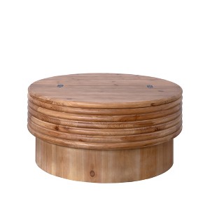 30.3” Round Wood Coffee Table with Lift-Top Hidden Storage – Modern Rustic Center Table for Living Room or Apartment - 1 of 4
