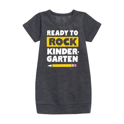 - Instant Message - Ready To Rock Kindergarten Graphic Short Sleeve Fleece Dress