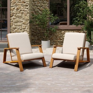 Christopher Knight Home Paloma Outdoor Acacia Wood Adirondack Design Club Chair with Cushion - 1 of 4
