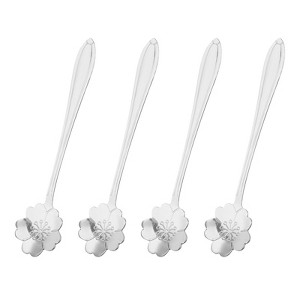 Unique Bargains Reusable Stainless Steel Small Teaspoons for Espresso Sugar Cake 4 Pcs - 1 of 4