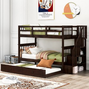 Twin Over Twin Bunk Bed with Twin Size Trundle for Bedroom - 1 of 4