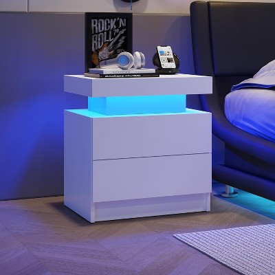 NicBex Nightstand with 2 Drawers, Modern Night Stand Frame with Cabinet Lights , Bedside Table for Bedroom