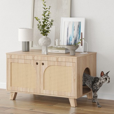 GlasFlength Decorative Storage Cabinet, Modern Shelved Cabinet for Living and Dining Rooms, Ideal for Pet Friendly Spaces, Beige, 31.5"*19.7"*19.7"