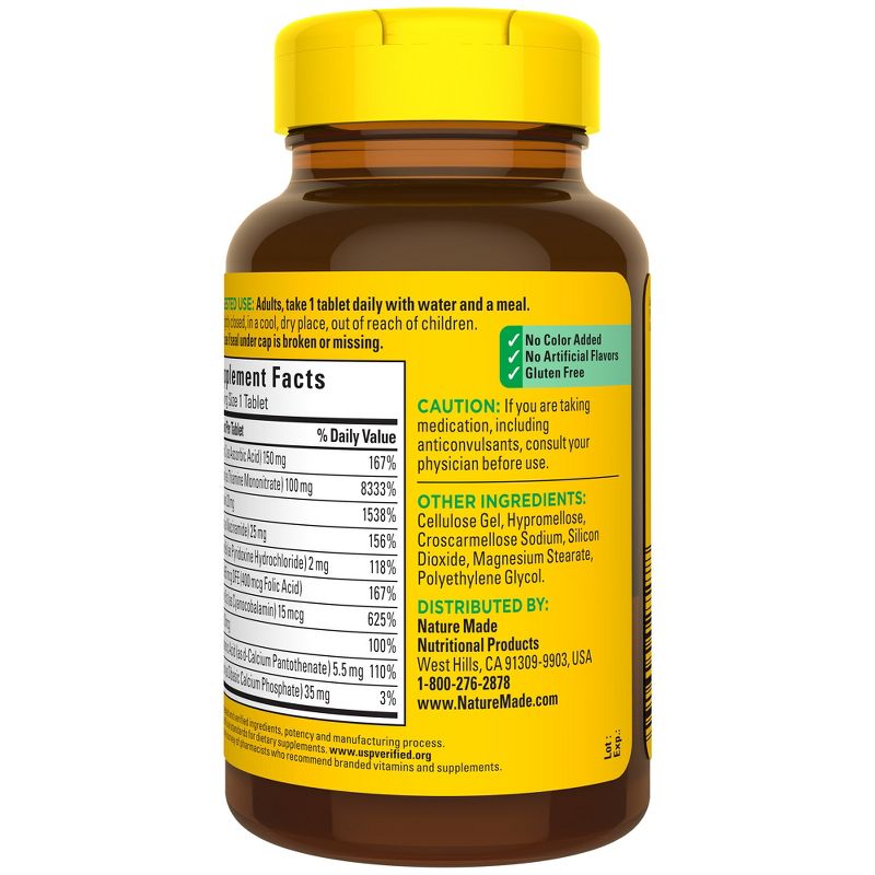 Nature Made Super Vitamin B Complex with Folic Acid + Vitamin C for Immune Support Tablets, 4 of 11