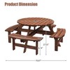 8-Person Wooden Picnic Table with 4 Built-in Benches, Outdoor Camping Dining Table with Umbrella Hole for Garden, Patio, DIY Customizable - 4 of 4