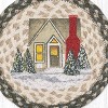 Earth Rugs Holiday Village Round Trivet – 10" Winter Town Scene Print on Braided Natural Jute Table Mat - 3 of 3