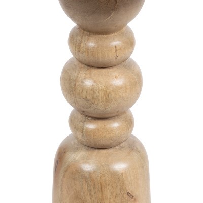 Natural Mango Wood Round Accent Table with Turned Base