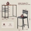 Dining Room Table with 2 Upholstered Chairs, Bistro Table and Chairs Set of 2 with Storage Shelves - 2 of 4