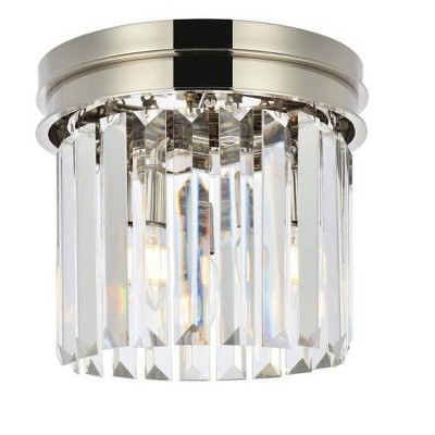 Elegant Lighting Sydney 3 light polished nickel Flush Mount Clear Royal Cut Crystal