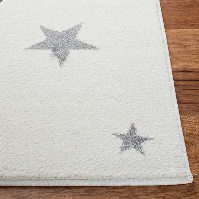 Ivory and Pink Hand-knotted Synthetic Kids Area Rug