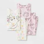 Toddler Girls' 4pc Peppa Pig Polka Dot Snug Fit Pajama Set - Cream
