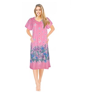 JEFFRICO Womens Nightgowns Muumuu Lounger House Dress Sleepwear Silky Soft Pajama Dress Nightshirts - 1 of 4
