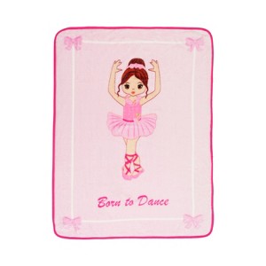 Everyday Kids Toddler Throw Blanket - 30" by 40" - Ballerina Born to Dance - Super Soft, Plush, Warm and Comfortable - 1 of 4