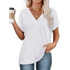 Womens Summer Tops V Neck Outfits Clothes Short Dolman Sleeve Blouses 2025 Fashion Shirts - 3 of 4