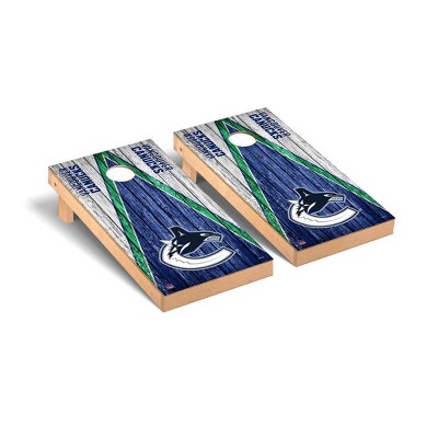 NHL Vancouver Canucks Premium Cornhole Board Weathered Triangle Version