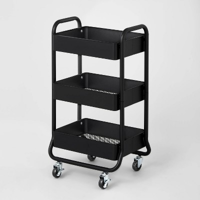 3 Tier Metal Utility Cart Black - Brightroom™