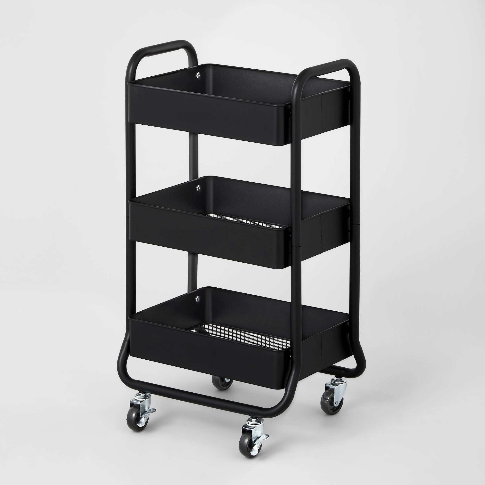 3 Tier Metal Utility Cart Black - Brightroom™
