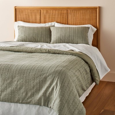 3pc King Washed Loop Stripe Comforter Bedding Set Sage Green - Hearth & Hand™ with Magnolia