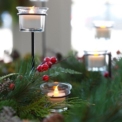 Festive Tiered Votive Candle Holder Stand Set, Metal/Glass