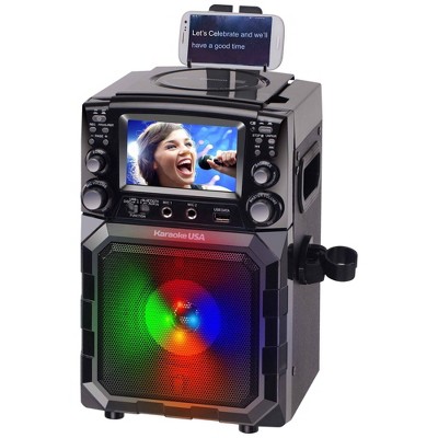 Portable Black Karaoke Machine with LED Lights and 4.3" Screen