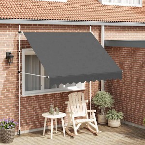 Aghana Digitals Manual Retractable Awning - Anthracite Polyester, UPF 30+ UV Protection, - 1 of 4