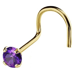 Jewelry Avalanche 22G 14K Gold Nose Screw Nose Stud with Amethyst Gemstone - 1 of 2