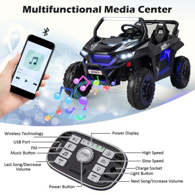 Black 12V 2-Seater Kids Ride-On UTV with Music and Lights