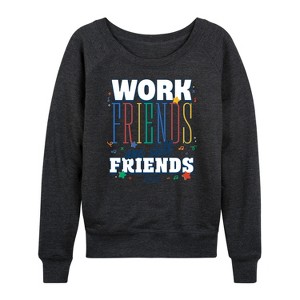 Women's - Abbott Elementary - Work Friends Still Friends Lightweight French Terry Wide Neck Long Sleeve Shirt - 1 of 4