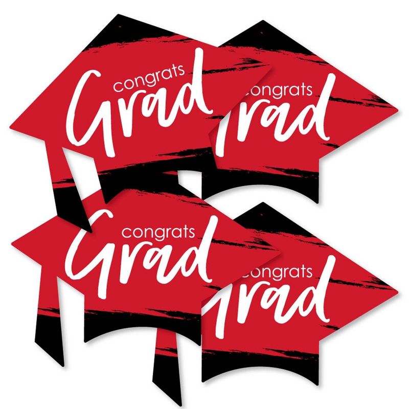Big Dot of Happiness Red Graduation - Grad Cap Decorations DIY Party Essentials - Set of 20, 2 of 6