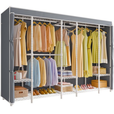 VIPEK V50C Extra Large Coverd Clothes Rack, Black Closet Rack with Gray  Upgarded Polyester Cover, Multi-Functional Wardrobe Closet Clothing Rack