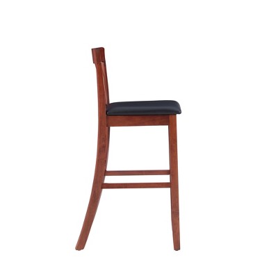Classic Dark Cherry & Black Faux Leather 31" Craftsman Barstool
