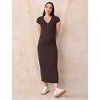 Women's Short Sleeve Henley Bodycon Maxi Dress | Motherhood Maternity - 4 of 4