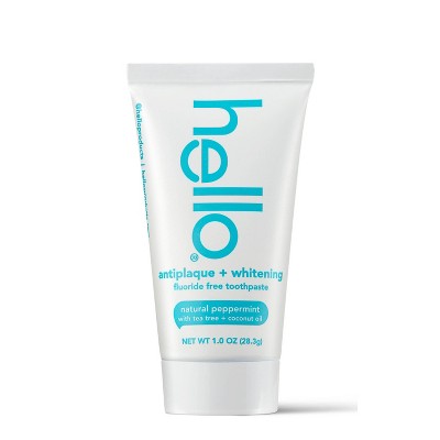 hello Antiplaque + Whitening Fluoride Free Toothpaste - Trial Size - 1oz