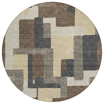 Brown And Taupe Abstract Washable Indoor Outdoor Area Rug