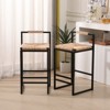 FONTOI 2PCS Hand Weave Counter Stools with Back&Footrests, Counter Height Bar Stools for Living Room Kitchen Island, Black&Brown, 14.96"*31.5"*15.35" - 2 of 4
