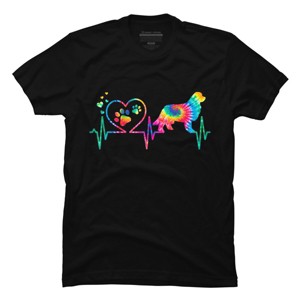 Men's Design By Humans Newfoundland Tie Dye Heart Beat Paw Prints By MiuMiuShop T-Shirt - 1 of 2