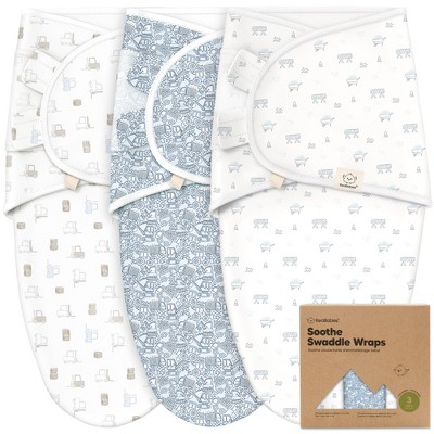 Image of 3pk Soothe Baby Swaddle 0-3 Months, Organic Baby Swaddle Sleep Sacks, Newborn, Infant Swaddle Sack (Excavation)