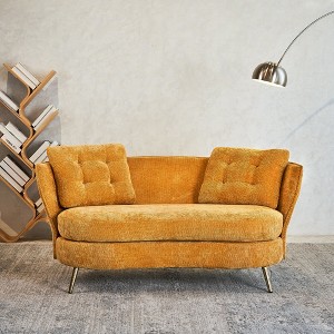 Loveseat Sofa Upholstered Couch with Golden Metal Legs,White/ Yellow/Orange/Blue/Gray/Black/Pink, 4W-ModernLuxe - 1 of 4