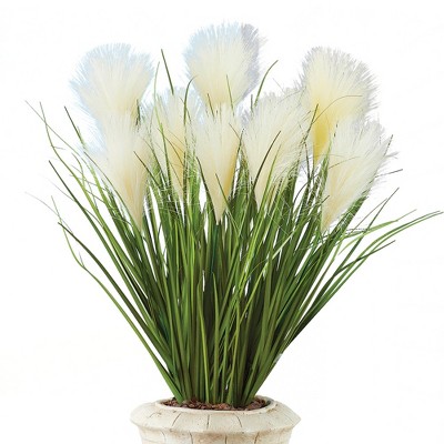 Collections Etc Faux Pampas Grass Picks - Set of 3 - Outdoor or Indoor Decorative Accent