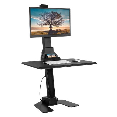 Mount-It! Electric Standing Desk Converter, Motorized Tabletop Sit Stand Desk with Monitor Mount, Freestanding 28" Wide Platform