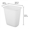 Sterilite 9 Gallon Rectangular Wastebasket Easy to Clean Open Top Durable Home Kitchen Trash Bin, Fits 13 Gallon Liner, 18 Pack, White - 3 of 4