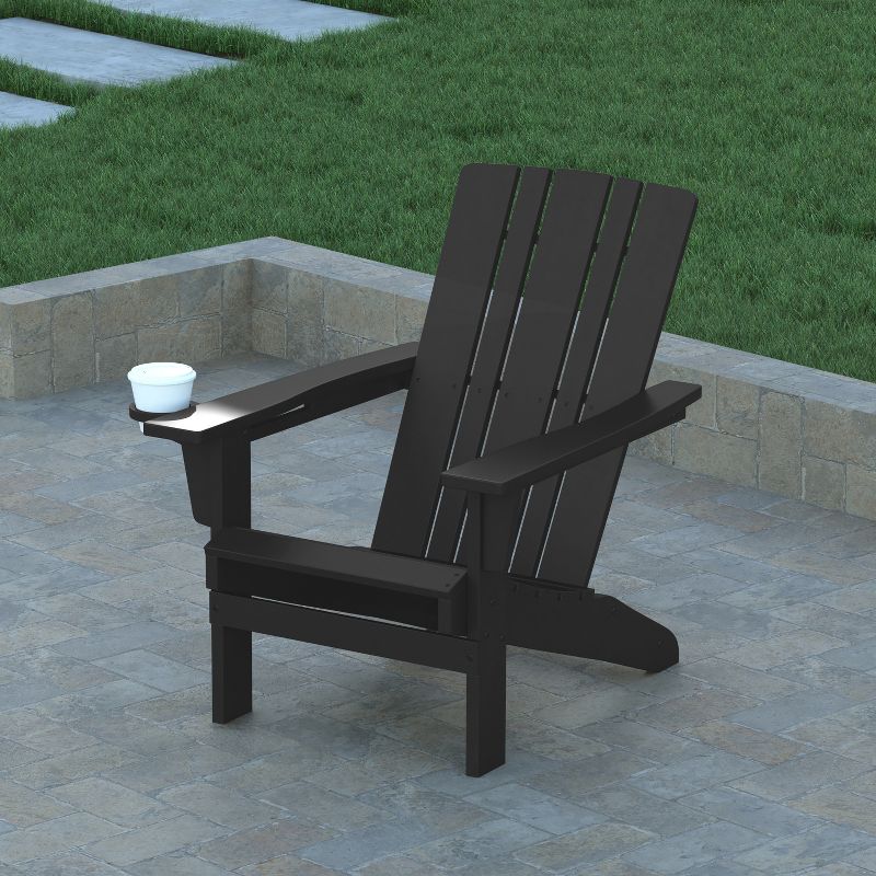 Emma and Oliver Adirondack Chair with Cup Holder, Weather Resistant HDPE Adirondack Chair, 4 of 12