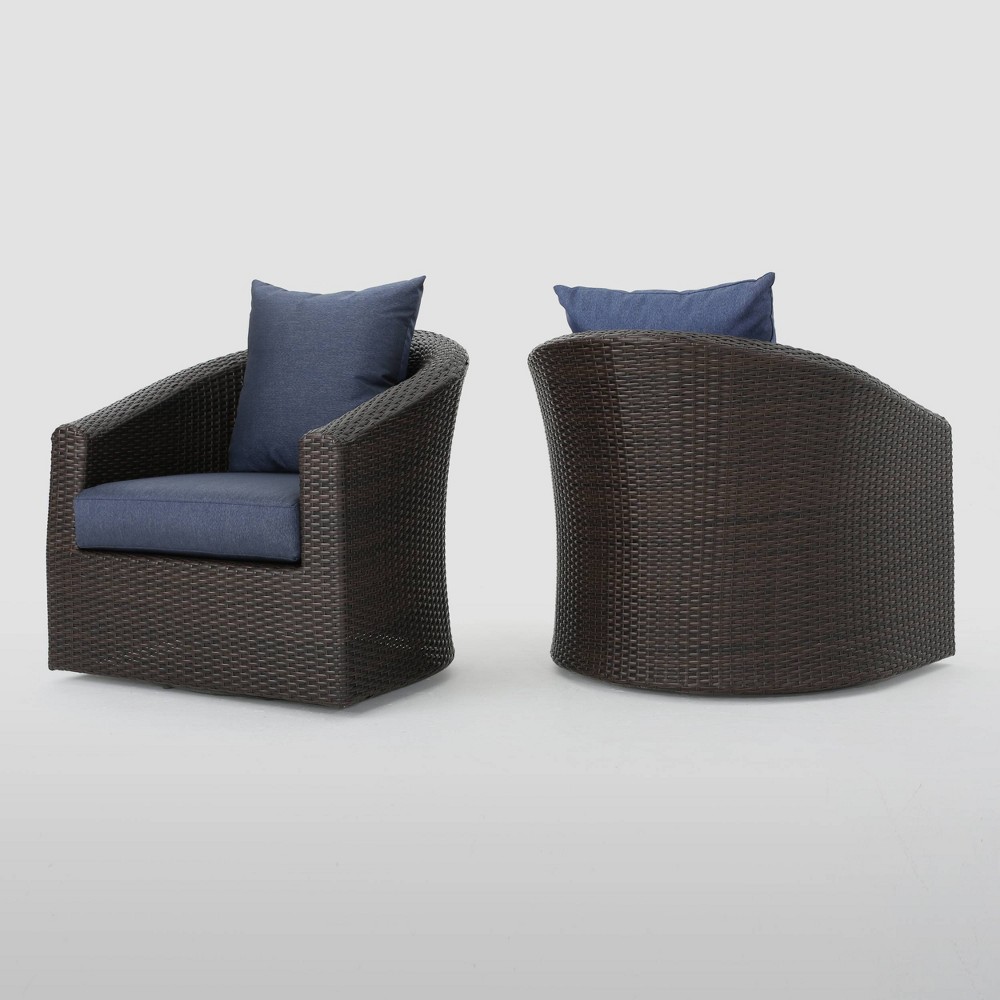 2pk Darius Wicker Swivel Patio Club Chair Brown Christopher Knight Home