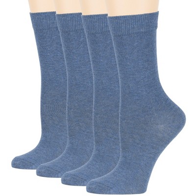 Women Cotton Solid Dress Socks - 4 Pack - Black, Brown, Blue, Grey, Beige  Khaki Shoe Size 5-9 M, 8-12 L | 7BIGSTARS KINGDOM