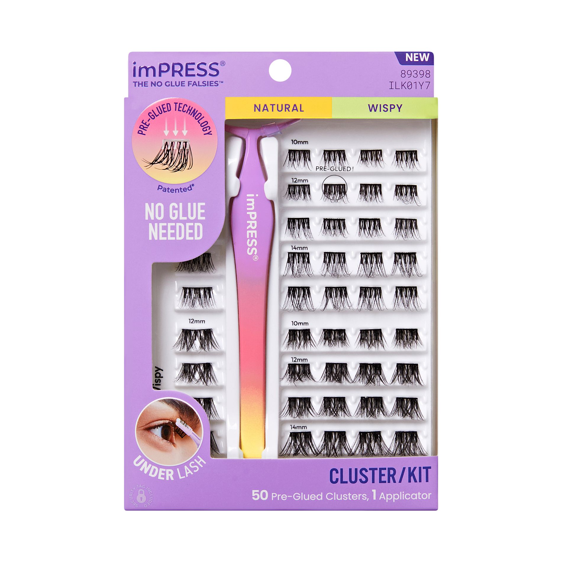 Impress Pre-Glued Lash Clusters Kit - Natural & Wispy False Eyelashes - 51ct