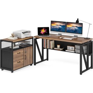 Tribesigns 55 inches L Shaped Computer Desk with Storage Shelves and Mobile File Cabinet, Executive Desk for Home Office Furniture Sets - 1 of 4