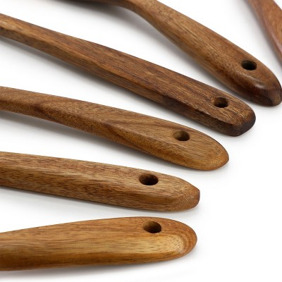 MegaChef 7 Piece Acacia Wood Kitchen Cooking Tool Utensil Set with Crock in Dark Brown — фото 5