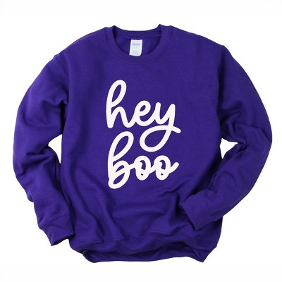 Simply Sage Market Women's Graphic Sweatshirt Hey Boo Cursive Puff Print