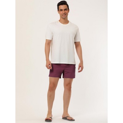 Lars Amadeus Men's Summer Beach Solid Bathing Suit Drawstring Waist Swim Shorts 2 Packs Burgundy/Gray 36 — фото 3